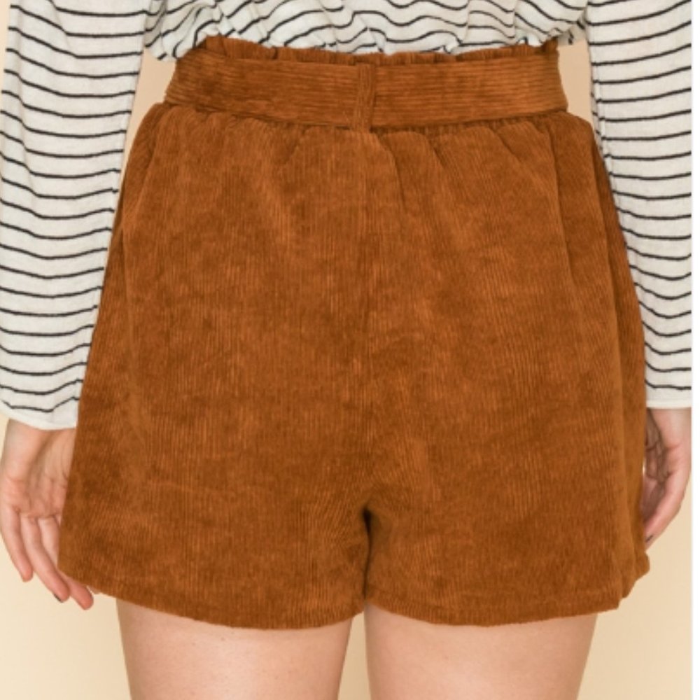 PAPER BAG CORDUROY SHORTS WITH POCKETS - Picture 5 of 6